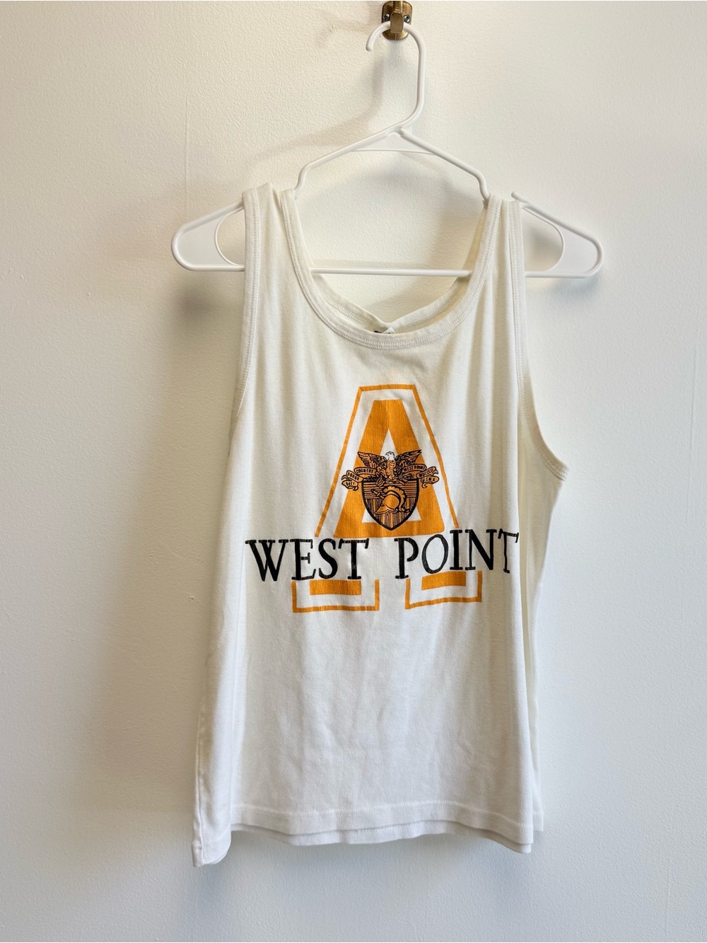 Vintage West Point Champion 70s 80s White Cotton Tank Top USA Large
